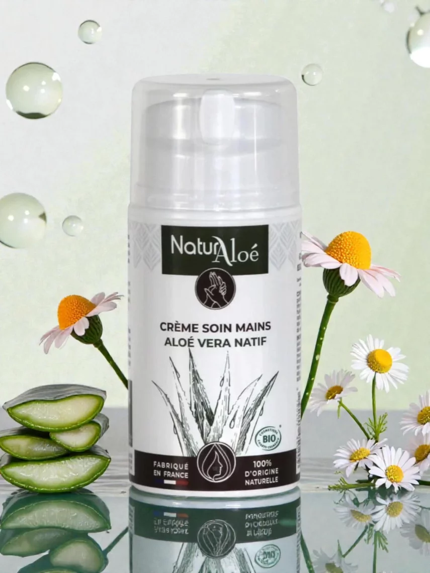 Cr&egrave;me Soin Mains Aloe Vera Bio 50ml Hydratante R&eacute;g&eacute;n&eacute;rante AntiGer&ccedil;ures