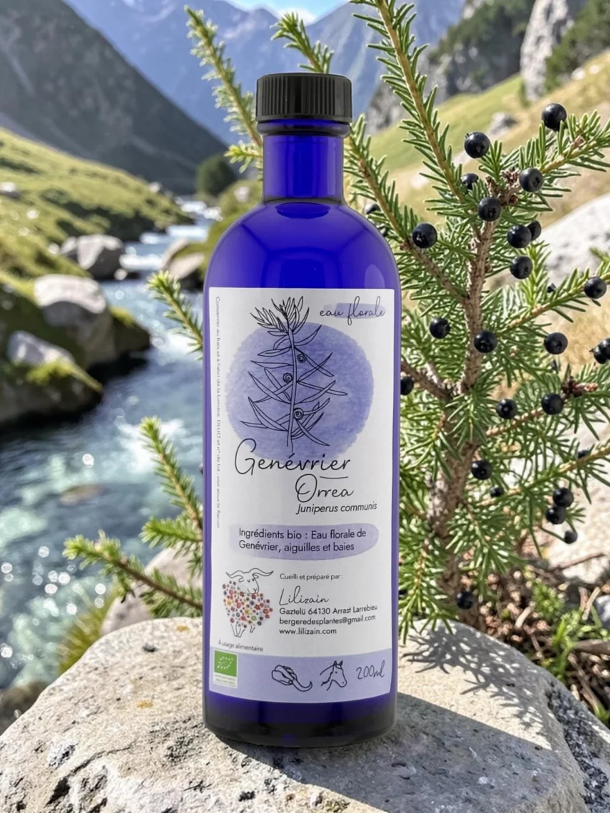 Eau florale de Genevrier commun bio hydrolat drainant digestif artisanal