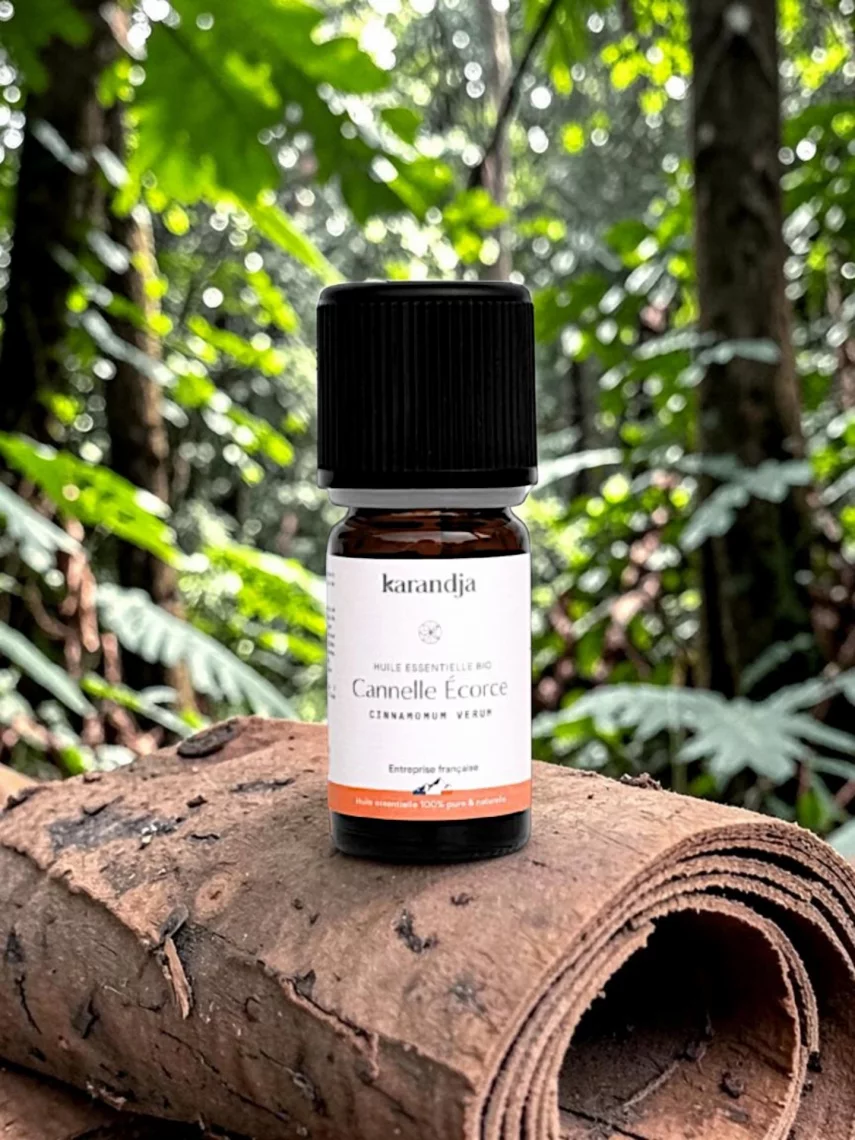 Huile essentielle bio de Cannelle &eacute;corce de Ceylan, tonique r&eacute;chauffante, d&eacute;fenses naturelles et digestion, Karandja 5 ml