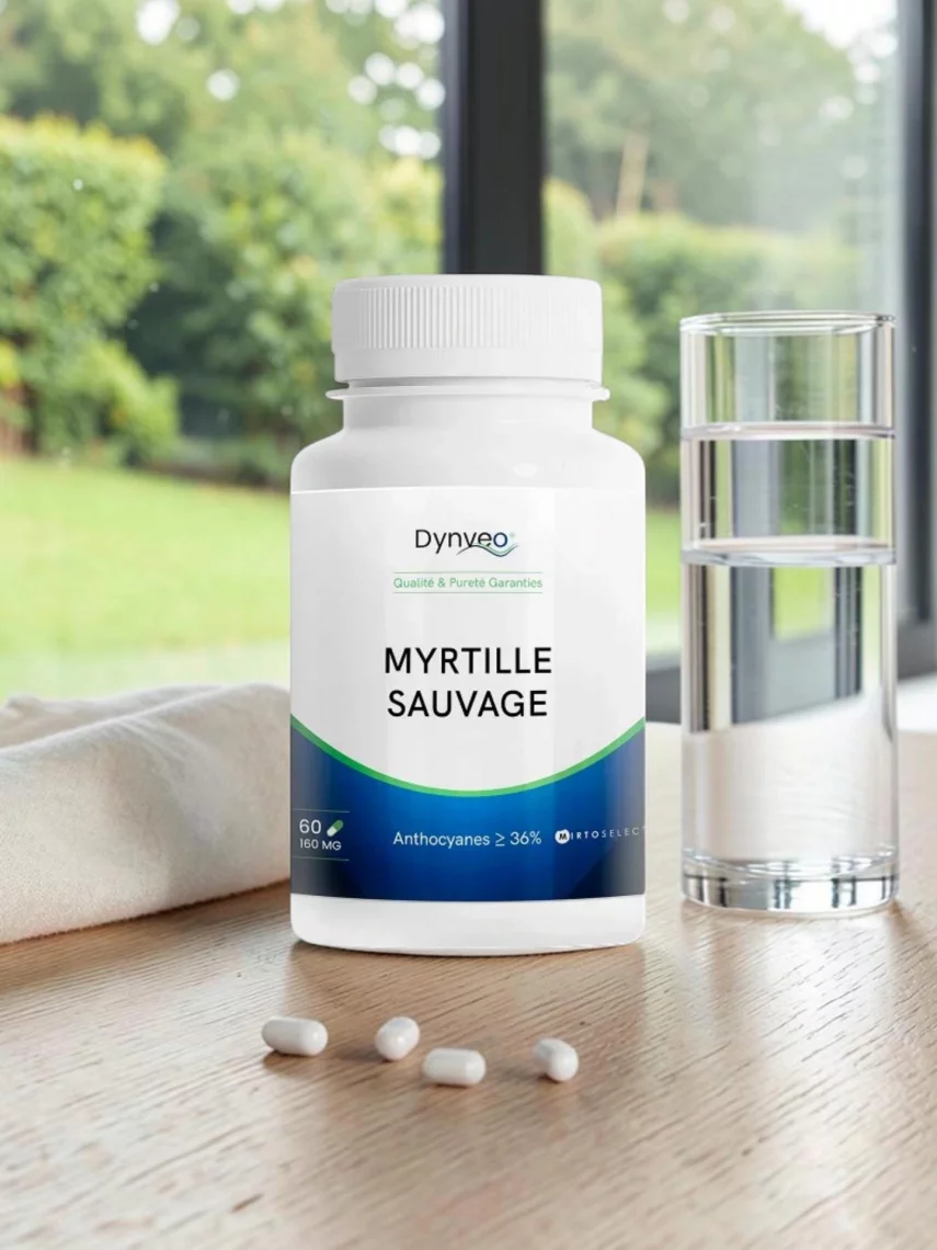 Extrait de myrtille sauvage Mirtoselect titr&eacute; &agrave; 36 % d�anthocyanes, vision, circulation et jambes l&eacute;g&egrave;res, Dynveo 60 g&eacute;lules
