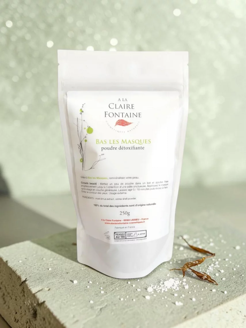 Bas les masques masque visage &agrave; l�argile marine de Bretagne, poudre d&eacute;tox remin&eacute;ralisante 100 % naturelle