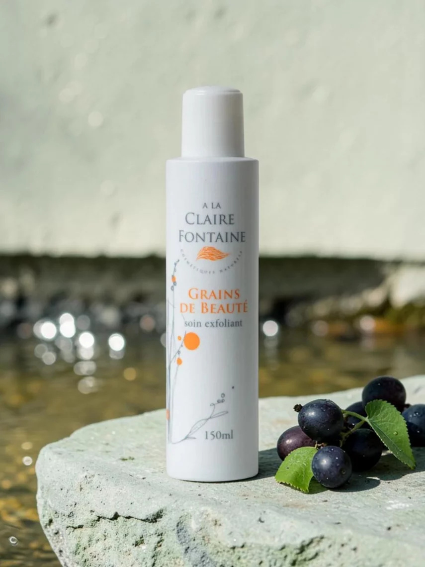 Grains de beaut&eacute; gommage corps doux &agrave; la poudre de p&eacute;pins de raisin bio, exfoliant naturel