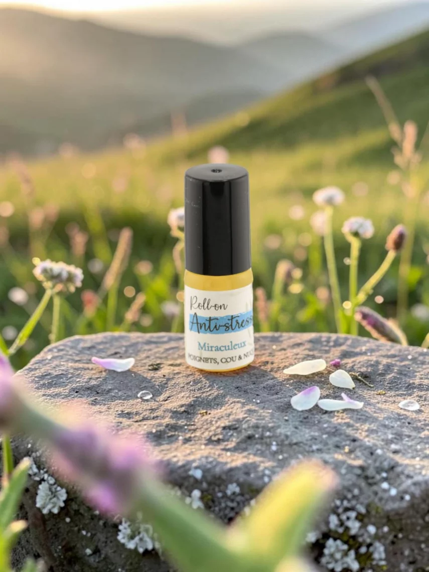 Roll-on Anti-stress doudou olfactif &agrave; la lavande et au petitgrain, d&eacute;tente et apaisement enfant et adulte, artisanal