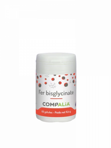 Fer Bisglycinate hautement assimilable  Gélules végétales  Compalia