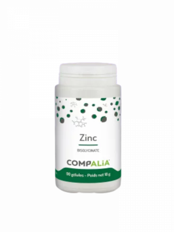 Zinc Bisglycinate  Haute assimilation  60 gélules végétales  Compalia