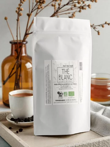 Th&eacute; blanc Ba&iuml; Mu Dan aux plantes � Circulation, Stress & Concentration � Ferme Caubraque