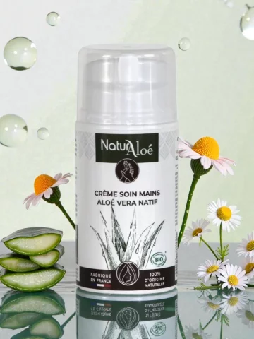 Cr&egrave;me Soin Mains Aloe Vera Bio 50ml Hydratante R&eacute;g&eacute;n&eacute;rante AntiGer&ccedil;ures