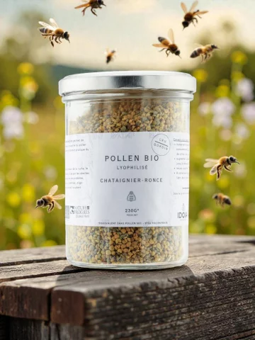 Pollen bio lyophilis&eacute; 230g ch&acirc;taignier ronce Idoia vitalit&eacute; digestion